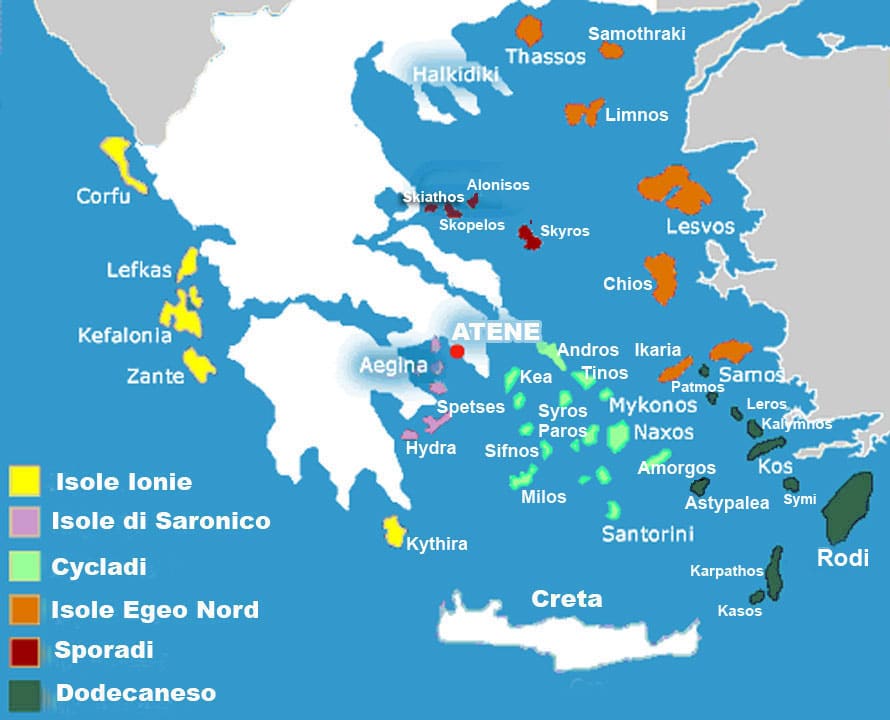 mappa isole greche